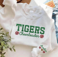 Custom Glitter Cheerleader Sweatshirt, Team Name Cheer Hoodie, Sleeve Name Varsity Shirt, Game Day Spirit Outfit, Gift for Cheerleader