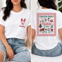 Custom Family Christmas Vacation Shirt, Personalized Pocket Tee, Matching Family Xmas Outfit, Holiday Trip Gift, Front Back