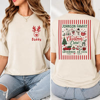 Custom Family Christmas Vacation Shirt, Personalized Pocket Tee, Matching Family Xmas Outfit, Holiday Trip Gift, Front Back