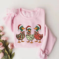 Christmas Santa Duck Trio Shirt, Plaid Tree Pattern Polka Dot Tee, Santa Hat Holiday Top, Holiday Party Outfit, Family Christmas Gift