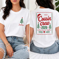 Personalized Cousin Crew Shirt, Custom Name Christmas Tee, Pocket Tree Holiday Top, Matching Cousins Outfit, Gift for Her, Front Back