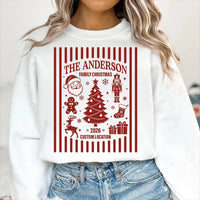 Custom Christmas Family Name Shirt, Personalized Barcode Sweatshirt, Tree Icon Holiday Pullover, Family Matching Tee, Christmas Gift