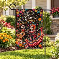 Personalized Day of the Dead Garden Flag, 12x18 Double Sided, Skeleton Couple Spooky Porch Decor, Dia de los Muertos Sign, Halloween Gift