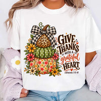 Grateful Heart Thanksgiving Sweatshirt, Christian Give Thanks Tee, Leopard Pumpkin Crewneck, Colossians Verse Shirt, Fall Gift for Her
