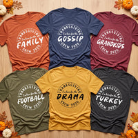 Custom I'm Here For The Thanksgiving Shirt, Your Word Turkey Day Tee, Funny Badge Shirt, Fall Family Gathering, Funny Thanksgiving Gift