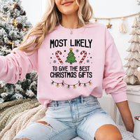 Custom Most Likely Christmas Sweatshirt, Personalized Christmas Quote Shirt, Candy Cane Graphic, Holiday Party Outfit, Funny Holiday Gift