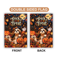 Personalized Pet Portrait Halloween Flag, 12x18 Double Sided, Trick or Treat Yard Flag, Custom Dog Photo Porch Sign, Halloween Party Gift