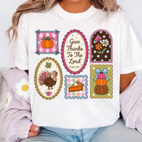 Give Thanks To The Lord Fall Sweatshirt, Psalm 136:1 Autumn Tee, Patchwork Pumpkin Design, Christian Thanksgiving Top, Faith Gift for Her