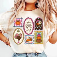 Give Thanks To The Lord Fall Sweatshirt, Psalm 136:1 Autumn Tee, Patchwork Pumpkin Design, Christian Thanksgiving Top, Faith Gift for Her