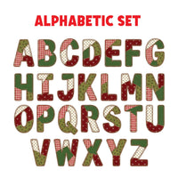 Personalized Patchwork Name Shirt, Custom Quilt Letter Christmas Tee, Plaid Holiday Fabric Top, Matching Family Outfit, Gift for Family