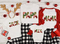 Personalized Patchwork Name Shirt, Custom Quilt Letter Christmas Tee, Plaid Holiday Fabric Top, Matching Family Outfit, Gift for Family