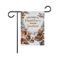 Personalized Winter Woodland Garden Flag, 12x18 Double Sided Name Yard Flag, Winter Garden Decor, Woodland Welcome Sign, Holiday Gift