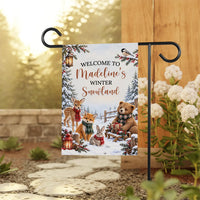 Personalized Winter Woodland Garden Flag, 12x18 Double Sided Name Yard Flag, Winter Garden Decor, Woodland Welcome Sign, Holiday Gift