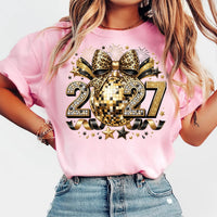 Disco Ball 2027 New Year Shirt, Black Gold NYE Celebration Tee, Rhinestone Celebration Top, New Years Eve Party Outfit, 2027 Party Gift