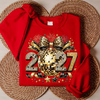Disco Ball 2027 New Year Shirt, Black Gold NYE Celebration Tee, Rhinestone Celebration Top, New Years Eve Party Outfit, 2027 Party Gift