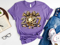Disco Ball 2027 New Year Shirt, Black Gold NYE Celebration Tee, Rhinestone Celebration Top, New Years Eve Party Outfit, 2027 Party Gift