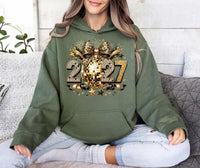 Disco Ball 2027 New Year Shirt, Black Gold NYE Celebration Tee, Rhinestone Celebration Top, New Years Eve Party Outfit, 2027 Party Gift
