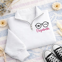 Personalized Optometrist Embroidered Quarter Zip Sweatshirt, Custom Name Pullover, Eye Care Team Top, Optometrist Gift, Gift for Her