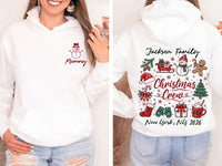 Personalized Family Christmas 2026 Hoodie, Custom Name Matching Holiday Tee, Doodle Crew Design with Role Icon, Gift for Family, Front Back
