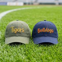 Personalized Team Name Embroidered Hat, Custom Mascot Script Lettering Cap, Team Baseball Cap, Game Day School Spirit Hat, Coach Gift