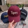 Personalized Team Name Embroidered Hat, Custom Mascot Script Lettering Cap, Team Baseball Cap, Game Day School Spirit Hat, Coach Gift