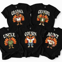 Personalized Family Thanksgiving Shirt, Custom Matching Turkey Tee, Retro Varsity Role Design, Funny Fall Family Outfit, Thanksgiving Gift