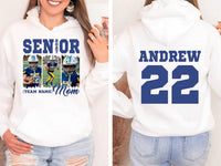 Personalized Senior Football Mom 2027 Sweatshirt, Custom Photo Player Name Number Tee, Senior Top, Gift for Football Mom, Front Back