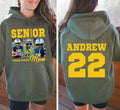 Personalized Senior Football Mom 2027 Hoodie, Custom Photo Player Name Number Sweatshirt, Senior Tee, Gift for Football Mom, Front Back