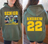 Personalized Senior Football Mom 2027 Sweatshirt, Custom Photo Player Name Number Tee, Senior Top, Gift for Football Mom, Front Back