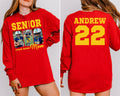 Personalized Senior Football Mom 2027 Sweatshirt, Custom Photo Player Name Number Tee, Senior Top, Gift for Football Mom, Front Back