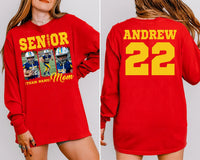 Personalized Senior Football Mom 2027 Sweatshirt, Custom Photo Player Name Number Tee, Senior Top, Gift for Football Mom, Front Back