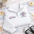Personalized Neuro Nurse Embroidered Quarter Zip Sweatshirt, Custom Name RN Pullover, Brain Floral Top, Neuro Unit Layer, Gift for RN