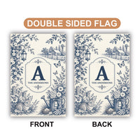 Personalized Family Name Garden Flag, 12x18 Inch Double Sided Flag, Toile Monogram Porch Decor, Custom Family Decor, Housewarming Gift