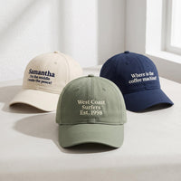 Personalized Text Embroidered Hat, Custom Name Funny Quote Dad Cap, Bio Washed Cotton Cap, Fun Birthday Gift for Her, Custom Hat Gift