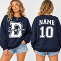 Personalized School Mascot Sweatshirt, Custom Name Number Hoodie, Varsity Spirit School Shirt, Game Day Outfit, Gift for Athlete, Front Back