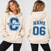 Personalized School Mascot Sweatshirt, Custom Name Number Hoodie, Varsity Spirit School Shirt, Game Day Outfit, Gift for Athlete, Front Back