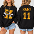 Personalized School Mascot Sweatshirt, Custom Name Number Hoodie, Varsity Spirit School Shirt, Game Day Outfit, Gift for Athlete, Front Back