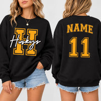 Personalized School Mascot Sweatshirt, Custom Name Number Hoodie, Varsity Spirit School Shirt, Game Day Outfit, Gift for Athlete, Front Back