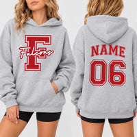 Personalized School Mascot Sweatshirt, Custom Name Number Hoodie, Varsity Spirit School Shirt, Game Day Outfit, Gift for Athlete, Front Back