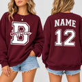 Personalized School Mascot Sweatshirt, Custom Name Number Hoodie, Varsity Spirit School Shirt, Game Day Outfit, Gift for Athlete, Front Back