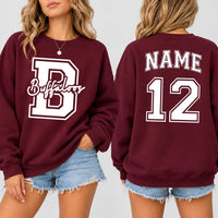 Personalized School Mascot Sweatshirt, Custom Name Number Hoodie, Varsity Spirit School Shirt, Game Day Outfit, Gift for Athlete, Front Back