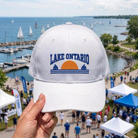 Lake Ontario Embroidered Hat, Sunset Sailboat Lake Vacation Escape, Low Profile Dad Hat, Summer Vacation Travel Souvenir, Gift for Her