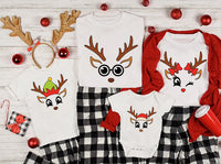 Custom Reindeer Face Christmas Shirt, Choose Your Option 01-09 Tee, Funny Holiday Family Shirt, Matching Family Outfit, Holiday Gift