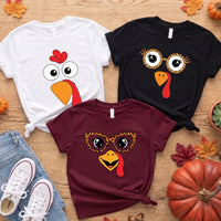 Custom Turkey Face Thanksgiving Shirt, Personalized Funny Gobbler Tee, Cute Funny Bird Top, Family Matching Holiday Gift, Turkey Day Gift