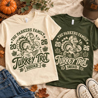 Custom Turkey Trot Family Name Shirt, Personalized Thanksgiving Run Tee, Family Squad Race Top, Matching Run Outfit, Thanksgiving Gift