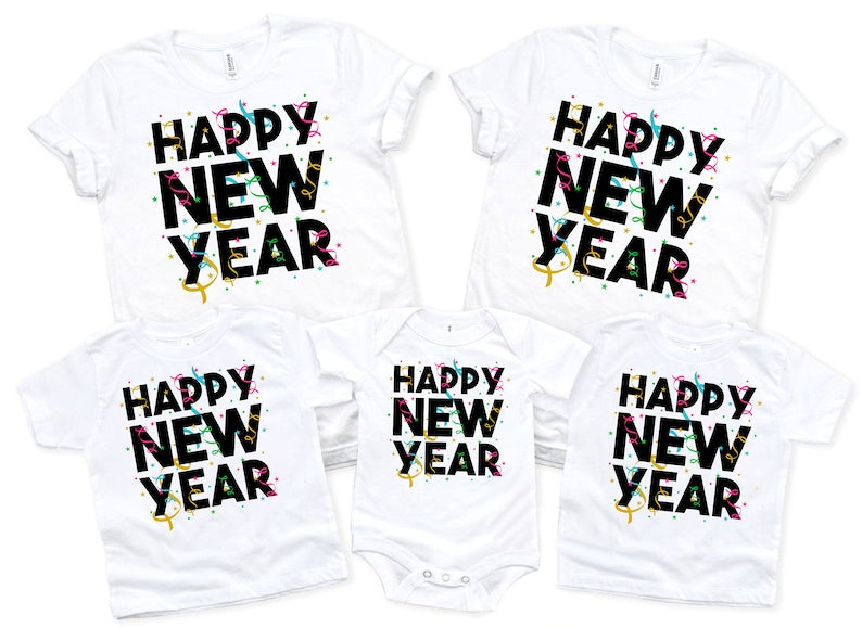Happy New Year T-Shirt For Men, New Years Eve Party Women V Neck Shirt, 2026 Happy New Year Shirt For Kids, Unisex 2026 New Years Eve Shirt