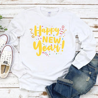 Happy New Year Long Sleeve T-Shirt, New Year Eve Party Unisex Long Sleeve Shirt, 2026 Happy New Year Shirt For Kids, 2026 New Year Shirt