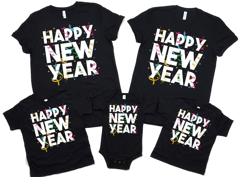 Happy New Year T-Shirt For Men, New Years Eve Party Women V Neck Shirt, 2026 Happy New Year Shirt For Kids, Unisex 2026 New Years Eve Shirt