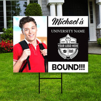 Personalized College Bound Yard Sign with Photo, College Logo Sign, Custom Graduate College University Bound Yard Sign with Metal H-Stake