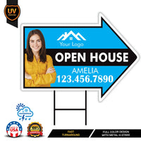 Custom Open House Arrow Yard Sign